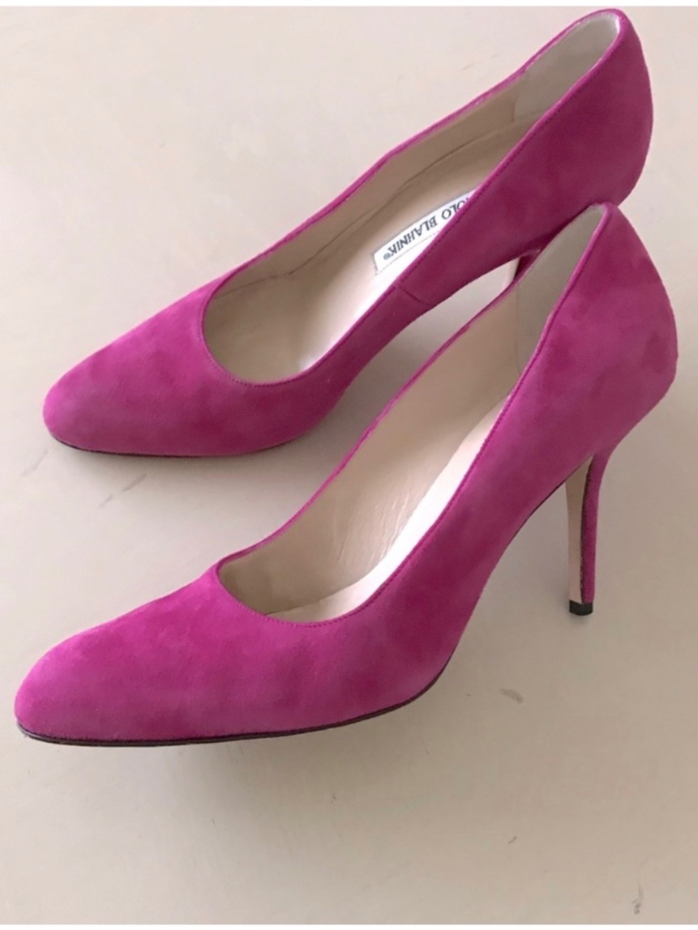 Manolo Blahnik Suede Leather Heels Pumps Size 38 1/2